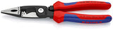 Knipex 13 82 200 SB Alicate para Instalaciones Eléctricas Atramentado con Fundas en Dos Componentes, 200 mm, color negro