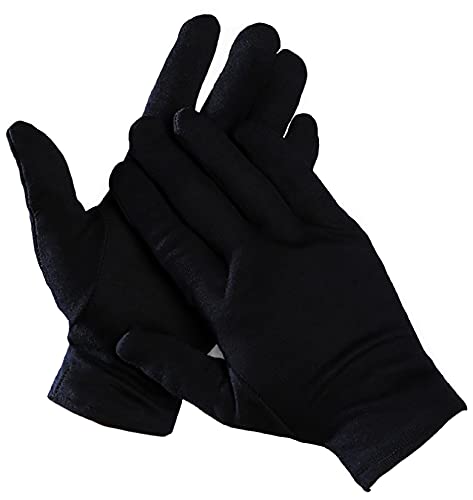 Guantes de algodón de color negro, guantes de algodón suave, guantes de monedas, guantes de inspección de joyas, guantes ceremoniales, guantes resistentes a la suciedad, guantes de trabajo absorbentes del sudor para inspección de joyas, negro, talla grand