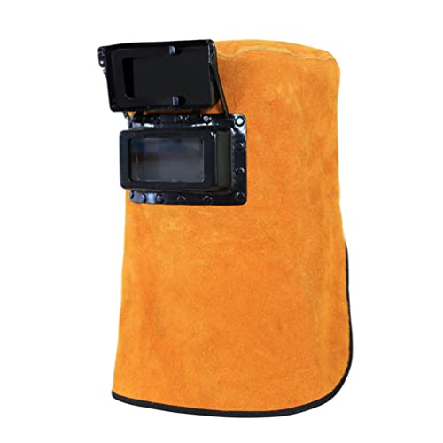 iplusmile Soldadura Protector de La Soldador de Cuero para Soldador de Cuero Tapa de Molienda con Cuello Drapeado de Hombro Filtro de Oscurecimiento de Drapeado Naranja