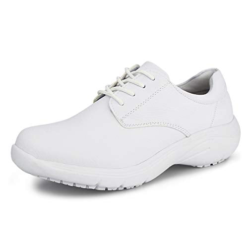 Hawkwell Zapatos de enfermería ligeros para mujer, zapatos de trabajo cómodos, Blanco/Bregella, 7 US