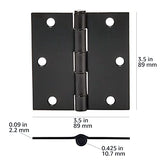 Amazon Basics - Bisagras cuadradas para puerta, 9 cm x 9 cm, 12 unidades, color negro mate