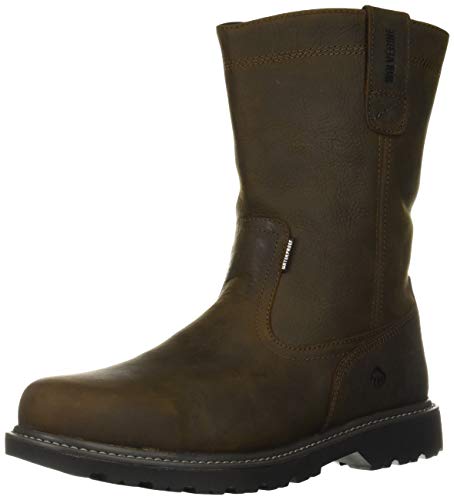 Wolverine Floorhand Botas Wellington impermeables con puntera de acero de 10 pulgadas para hombre, Café Oscuro, 9 US