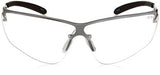 Bollé Safety 253-SM-40073 Silium Safety Eyewear with Silver Metal + TPE Semi-Rimless Frame and Clear Lens