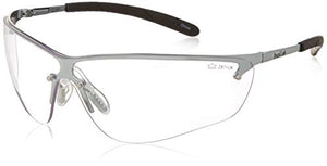 Bollé Safety 253-SM-40073 Silium Safety Eyewear with Silver Metal + TPE Semi-Rimless Frame and Clear Lens