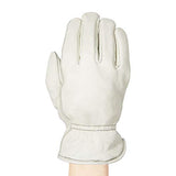 AmazonBasics Leather Work Gloves with Back Elastic, Beige, XXL