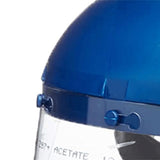 Sellstrom Protector facial de seguridad de corona única con casco de trinquete, tinte transparente, sin revestimiento, azul, 8 x 12 x .040, S39110