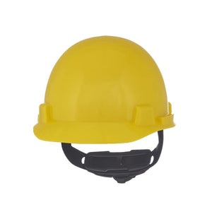 MSA 10074069 SmoothDome - Gorro de seguridad con suspensión Fas-Trac III de trinquete | Carcasa de polietileno, protección superior contra impactos, correas de corona autoajustables – Tamaño estándar en amarillo