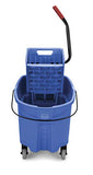 Rubbermaid Commercial WaveBrake FG748000 Sistema de fregado de cubeta y escurridor de presión Lateral, 24.6 litros, Amarillo, Azul, 35 Qt