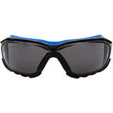 Birdz Gafas de sol deportivas acolchadas de seguridad para motocicleta, color azul con lente ahumada