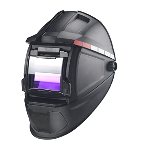 Casco de soldadura Atenuación automática Alimentado por energía solar Color verdadero Sensor de 2 arcos Campana de corte de molienda de sombra ancha para soldador