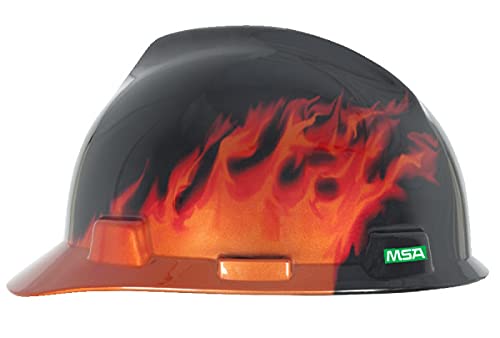 MSA 10092015 Freedom Series V-Gard Gorra de seguridad con suspensión de trinquete Fas-Trac III | Carcasa de polietileno, correas de corona autoajustables – Tamaño estándar en color negro fuego