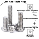 Tornillos antirrobo de seguridad Torx M6 x 20 mm, de acero inoxidable, 20 unidades