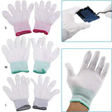 Guante antideslizante antiestático, guante de trabajo, 1 par de dedos recubiertos de poliuretano para trabajadores electrónicos, guantes de trabajo para hombres (Small (pink overlock))