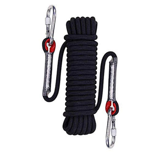 Aoneky 10 mm Cuerda Estática al Aire Libre Cuerda de Escalada, Cuerda de Seguridad Rescate Supervivencia, Multicolor (Negro 2, 32 Pies)