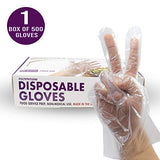 500 Guantes Desechables sin Talco Transparentes Libre de Látex y BPA Propiedades Anti-Estáticas para Uso Doméstico Cocina y Exteriores (Talla - Grande)