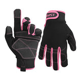 BARST Guantes de trabajo para mujer, guantes de trabajo para pantalla táctil, guantes de trabajo para construcción, jardinería, cuero sintético, guantes mecánicos, rosa, talla M