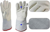 Guantes impermeables, guantes de nitrógeno líquido. Guantes de trabajo de cuero Protectores Largos con largo,criogénico,impermeable,resistente al agua con mangas de cuero de vaca de nitrógeno resisten