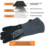 Guantes de soldadura de forja de cuero/herrero/Mig/tig 16 pulgadas 932 °F resistentes al calor guantes a prueba de calor para barbacoa/parrilla/estufa/soldador TIG/Mig/soldadura con costuras de Kevlar manga larga gris