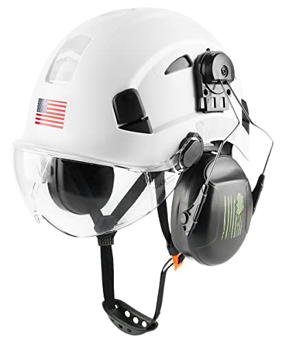 GREEN DEVIL Unisex-Adulto Casco De Seguridad Casco Duro Con Visera Y Protección Para Los Oídos Casco De Trabajo De Abs Ventilado, Liviano Y Ajustable Para Hombres Y Mujeres Suspensión De 6 Puntos Aprobado