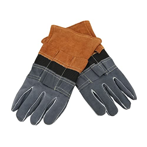 WEYI Guantes de protección para Barbacoa Guantes de Cocina para Exteriores Resistentes al Calor ignífugos portátiles para soldar Café