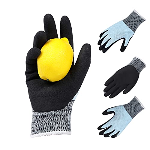 Guantes de jardín de verano para niños, guantes de jardín con revestimiento de látex, sensación de hielo y diseño de panal, 3 pares, XXS