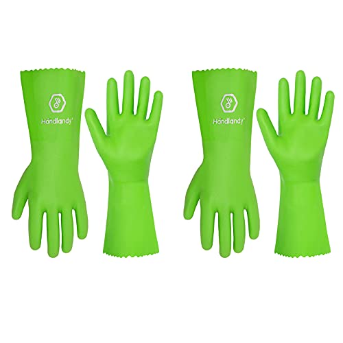 2 pares de guantes resistentes a los químicos, NBR y PVC de doble revestimiento de seguridad, guantes de trabajo de seguridad, ácido, álcalis y aceite, guantes de protección industrial, antideslizantes (M, verde)