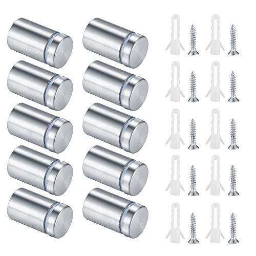 10 tornillos de separación para letreros, separadores de vidrio de acero inoxidable, soportes de pared, tornillos de publicidad, accesorios de montaje de clavos de acrílico de vidrio para pantallas de letreros de vidrio