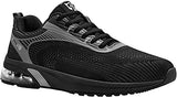 LARNMERN Zapatos de punta de acero con cojín de aire para hombre, ligeros, zapatos de seguridad para el trabajo, construcción industrial, calzado de construcción transpirable, botas de trabajo a la moda, color negro, Negro-80, 12 Women/10 Men