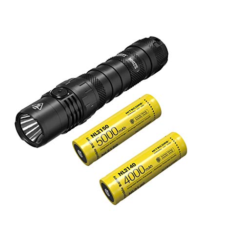 Combo: NITECORE MH12S USB-C - Linterna recargable de 1800 lúmenes con batería extra NL2140 de 4000 mAh y cable USB Eco-Sensa incluido