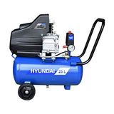 Hyundai Compresor de Aire Con tanque de 25 Litros con Potencia de 2.5 hp Presión Máxima de 115 psi - 8 bar Incluye Manguera de 5 Metros Más Pistola 60 Hz