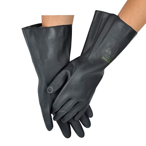 Hzpxsb Químicos Guantes de Caucho Resistente PPE Trabajar Guantes Largos de protección Guantes, Resistir Ácidos Fuertes, Álcali y Aceite (Size : 33cm)