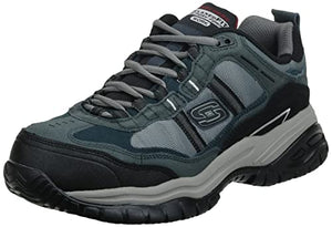 Skechers, Zapatos para trabajo antideslizantes, Soft Stride Grinnel 77013EW, Azul/Gris, 28 Horma Extra Ancha