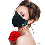 Mascarillas/cubrebocas Adulto con fibra de PLATA 100% ORIGINAL, OFERTA Lavable y reutilizable (L/G, Negro/Marmol)