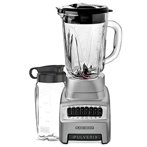 Black + Decker BL1140MS-MX Licuadora Pulverix 12 vel 700 watts jarra de vidrio + mini vaso (Gris)