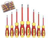 HOUSERAN Juego de 8 Piezas Destornilladores Aislados con Estuche, Mango con Aislamientode 1000 V, Juego de Destornilladores Eléctricos Magnéticos, Phillips Ranurados/Plano