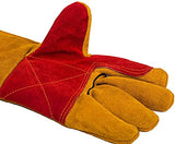 Guantes de soldadura de cuero, guantes de soldadura, guantes de soldador de cuero ignífugo, guantes de soldadura de palo calor, para soldador tiig, horno, chimenea y más, camping, estufa, barbacoa