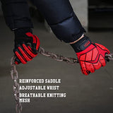 Guantes mecánicos de servicio pesado, guantes acolchados premium (antivibración, antiabrasión, guantes de impacto) (XXL, negro y rojo)