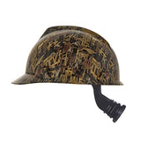 MSA 10204774 Hydro Dip V-Gard Gorra de seguridad con suspensión de trinquete Fas-Trac III | Carcasa de polietileno, correas de corona autoajustables – Tamaño estándar en camuflaje de campo de petróleo