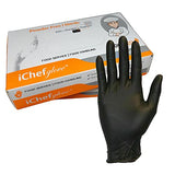 ichef glove 100 guantes de nitrilo para manipulación de alimentos, color negro, sin polvo (mediano)