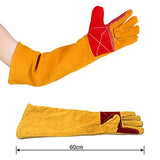 Guantes de soldadura de cuero, guantes de soldadura, guantes de soldador de cuero ignífugo, guantes de soldadura de palo calor, para soldador tiig, horno, chimenea y más, camping, estufa, barbacoa