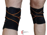 Manta Raya Knee Pad Elastica Ajustable con Gel (Negro con Naranja)