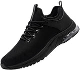 LARNMERN Zapatos de punta de acero para hombre, impermeables, ligeros, de seguridad, antideslizantes, tenis de trabajo, puntera de seguridad, moda de trabajo, color negro, Negro, 10.5 US