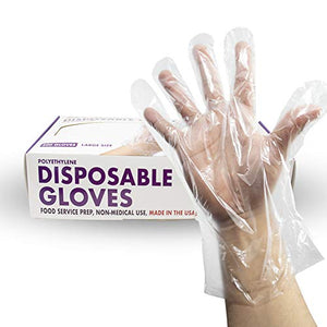 500 Guantes Desechables sin Talco Transparentes Libre de Látex y BPA Propiedades Anti-Estáticas para Uso Doméstico Cocina y Exteriores (Talla - Grande)