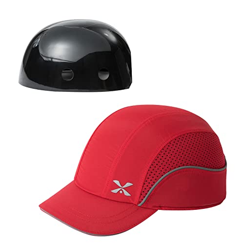 TIHEEN Gorra de béisbol de Seguridad, Ligera, de Seguridad, Resistente, protección para la Cabeza, Transpirable, Gorra de protección para la Cabeza (M18109H-rojo-ala Corta)