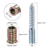 uxcell Juego de 20 tuercas roscadas M8 x 20 mm, 8 pernos de suspensión M8 x 50 mm, muebles de madera