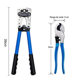 Herramienta de crimpado de cable de batería，crimpadora de lengüetas de cable de batería para terminales de cable resistentes， AWG 10，8, 6, 4, 2, 1, 0 (Cable crimping pliers set)