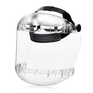 Sellstrom Protector facial de seguridad de doble corona con casco de trinquete y protector de barbilla, tinte transparente, revestimiento antivaho Sta-Clear, corona transparente, S38440