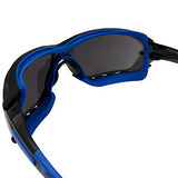 Birdz Gafas de sol deportivas acolchadas de seguridad para motocicleta, color azul con lente ahumada