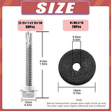 Hilitchi Juego de 70 tornillos hexagonales de acero inoxidable 410 de 12 x 1-1/2 pulgadas, con arandelas de junta de sellado EPDM de neopreno M5.5 x 19