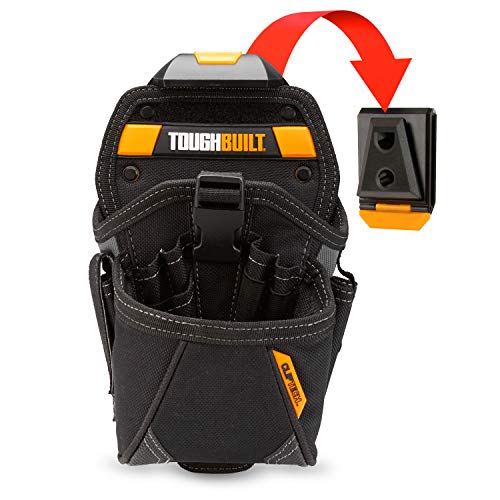 ToughBuilt - Funda para taladro Cliptech - Bolsillo para accesorios cubierto, 15 bolsillos, 7 bolsillos para brocas y 2 presillas para destornillador, presillas para accesorios de mosquetón (Patente ClipTech Hub & Belts) - (TB-CT-20-LX)